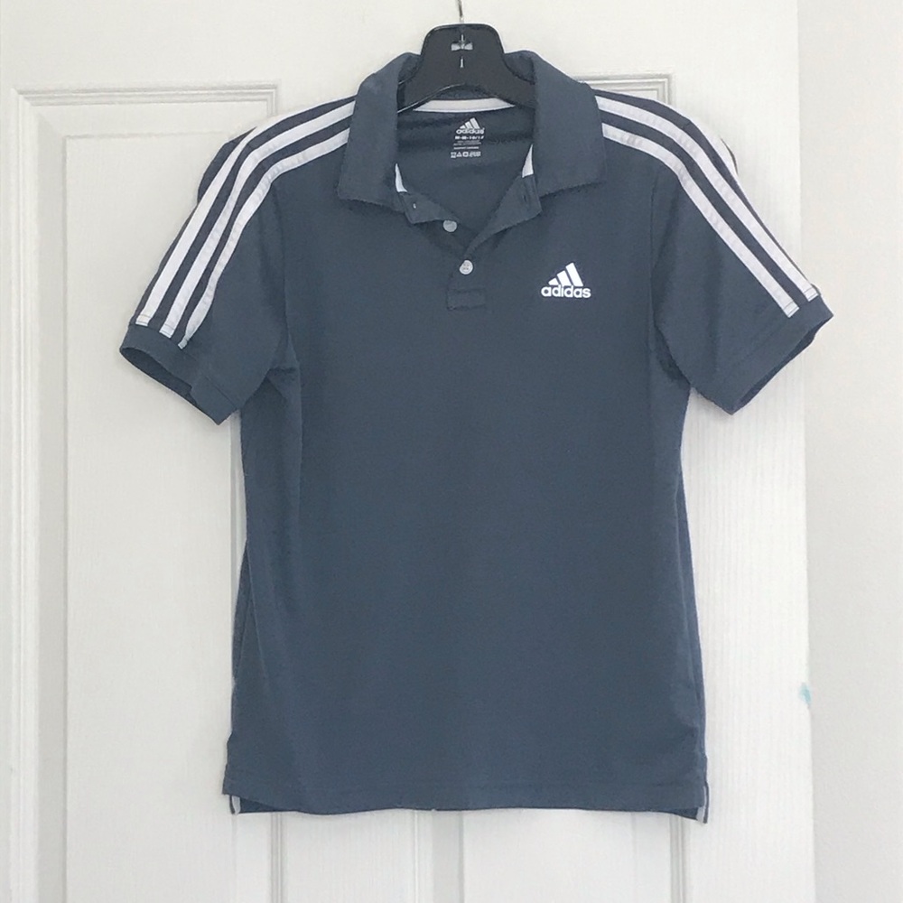 Adidas Polo Gray Dri Fit Sz M 10-12